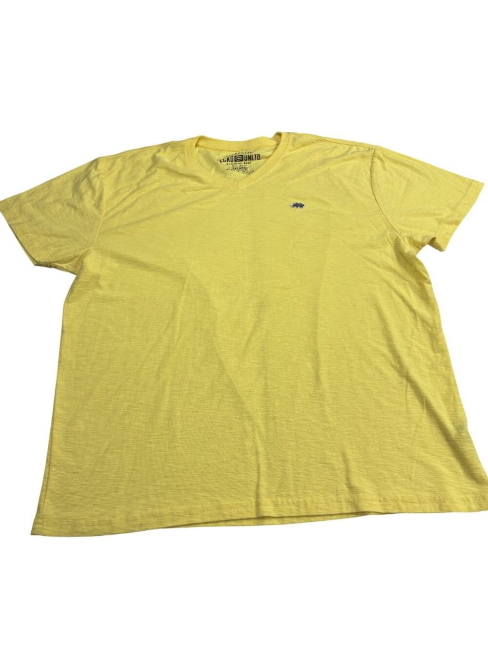 Ecko Unltd Yellow V-Neck T-Shirt 3XL Cotton Blend Short Sleeve Casual Tee
